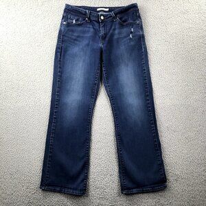 LEVIS 529 Womens Size 32 Dark Wash Mid Rise Distressed Curvy Bootcut Jeans 32x28